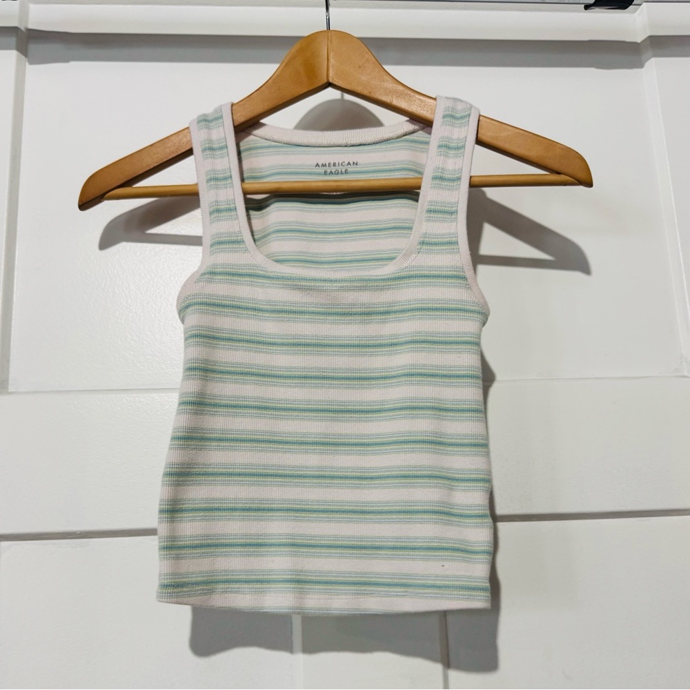 American Eagle Outfitters Striped Tank Top - Blue and White